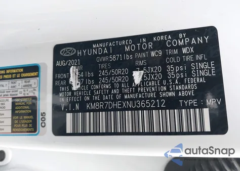 2022 Hyundai Palisade Calligraphy z USA, uszkodzony, nr VIN KM8R7DHEXNU365212